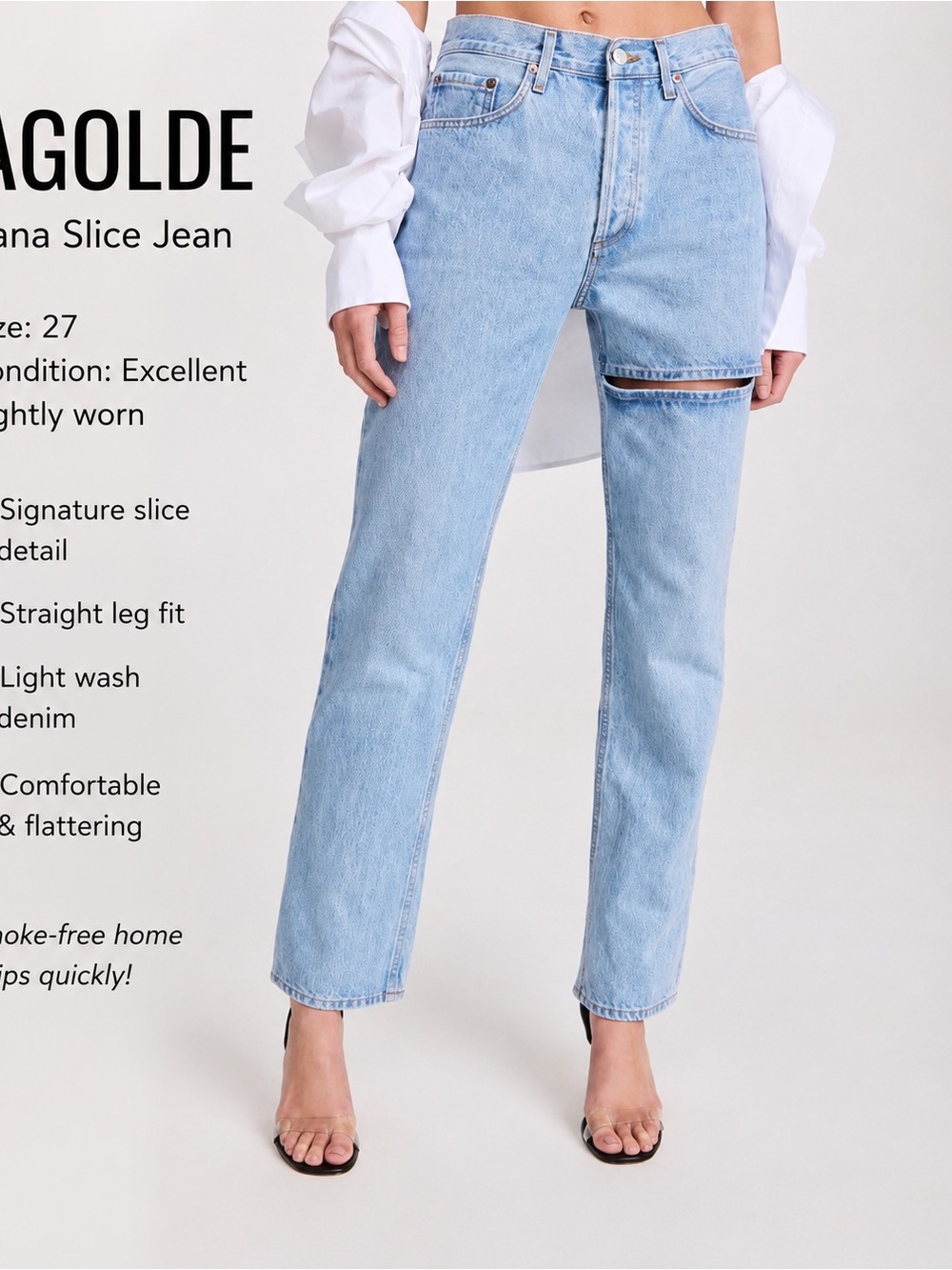 AGOLDE Light Blue Straight Leg Slice Jeans